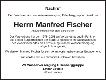 Traueranzeige von Manfred Fischer von Fürther Nachrichten Lokal