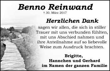 Traueranzeige von Benno Reinwand von SCHWABACH