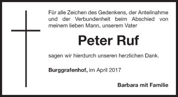 Traueranzeige von Peter Ruf von Fürther Nachrichten Lokal
