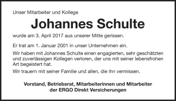 Traueranzeige von Johannes Schulte von Gesamtausgabe Nürnberger Nachrichten/ Nürnberger Ztg.