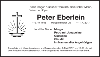 Traueranzeige von Peter Eberlein von Fürther Nachrichten Lokal