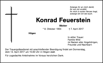 Traueranzeige von Konrad Feuerstein von Schwabach
