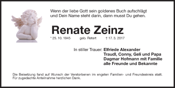 Traueranzeige von Renate Zeinz von G,HDB