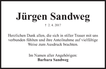 Traueranzeige von Jürgen Sandweg von Erlanger Nachrichten Lokal