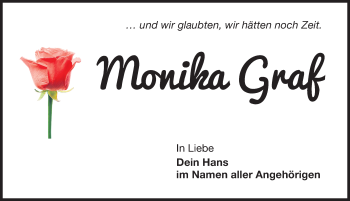 Traueranzeige von Monika Graf von Fürther Nachrichten Lokal