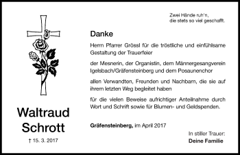 Traueranzeige von Waltraud Schrott von Altmühl-Bote Lokal