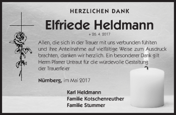 Traueranzeige von Elfriede Heldmann von Gesamtausgabe Nürnberger Nachrichten/ Nürnberger Ztg.