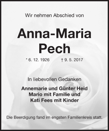 Traueranzeige von Anna-Maria Pech von Nordbayerische Nachrichten Forchheim Lokal
