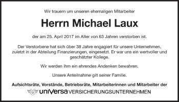Traueranzeige von Michael Mike Laux von Gesamtausgabe Nürnberger Nachrichten/ Nürnberger Ztg.