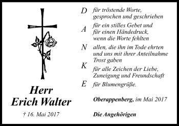 Traueranzeige von Erich Walter von Altmühl-Bote Lokal