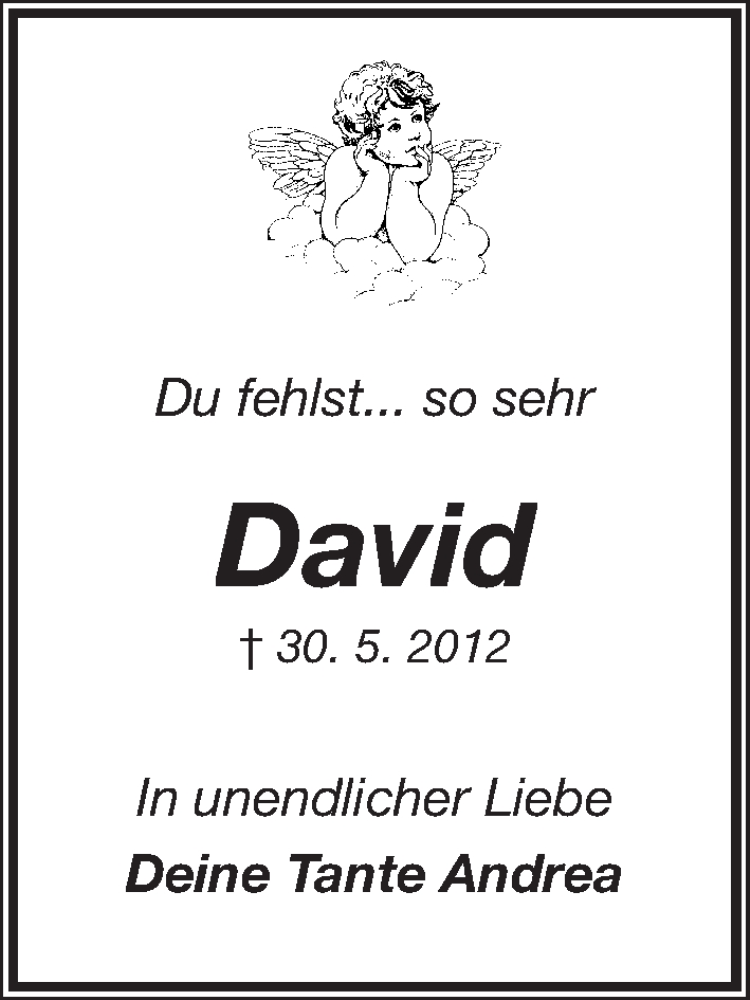 Traueranzeige für David Müller vom 30.05.2017 aus Erlanger Nachrichten Lokal