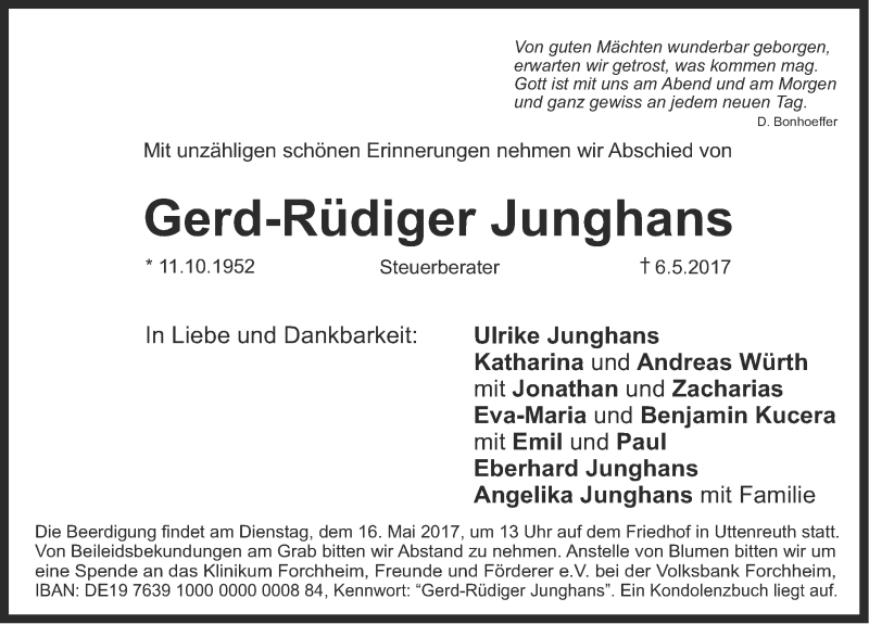 Traueranzeigen von Gerd R diger Junghans trauer.nn.de