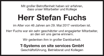 Traueranzeige von Stefan Fuchs von Gesamtausgabe Nürnberger Nachrichten/ Nürnberger Ztg.