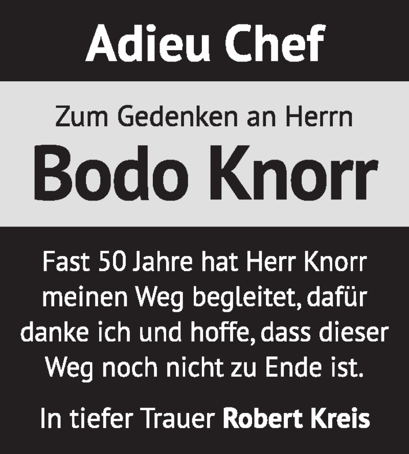  Traueranzeige für Bodo Ernst Knorr vom 08.07.2017 aus Gesamtausgabe Nürnberger Nachrichten/ Nürnberger Ztg.