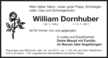 Traueranzeige von William Dornhuber von Fürther Nachrichten Lokal
