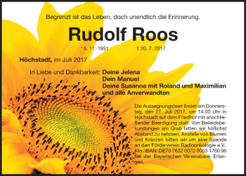 Traueranzeigen von Rudolf Roos | trauer.nn.de