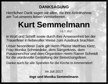 Traueranzeige von Kurt Semmelmann von Fürther Nachrichten Lokal