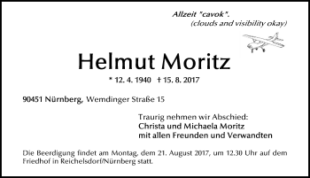 Traueranzeige von Helmut Moritz von Gesamtausgabe Nürnberger Nachrichten/ Nürnberger Ztg.