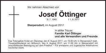Traueranzeige von Josef Öttinger von Nordbayerische Nachrichten Herzogenaurach Lokal