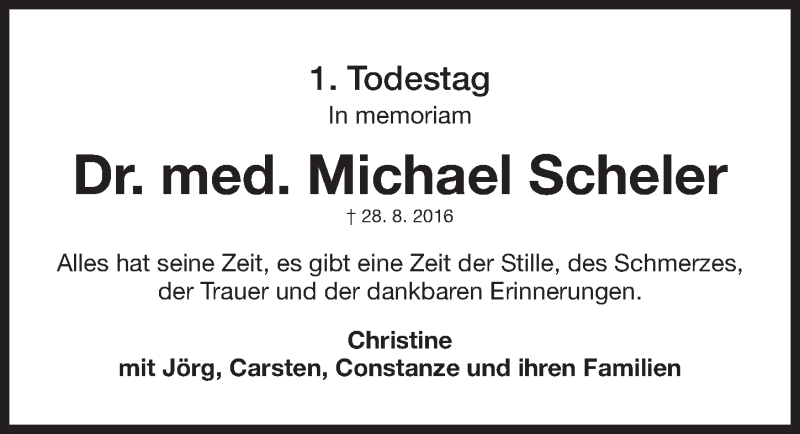 Traueranzeigen von Michael Ernst Scheler trauer.nn.de