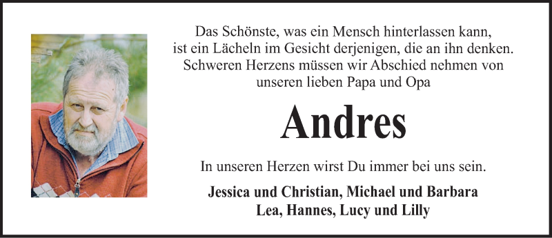  Traueranzeige für Andreas Rascher vom 05.09.2017 aus Erlanger Nachrichten Lokal