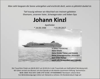 Traueranzeige von Johann Kinzl von Gesamtausgabe Nürnberger Nachrichten/ Nürnberger Ztg.