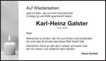 Traueranzeige von Karl-Heinz Galster von Roth-Hilpoltsteiner Volkszeitung Lokal