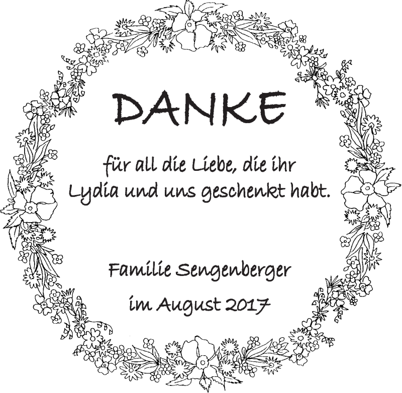  Traueranzeige für Lydia Sengenberger vom 02.09.2017 aus Roth-Hilpoltsteiner Volkszeitung Lokal