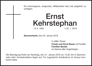 Traueranzeige von Ernst Kehrstephan von Altmühl-Bote Lokal