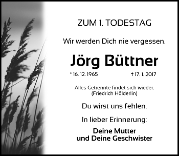 Traueranzeige von Jörg Büttner von Nordbayerische Nachrichten Pegnitz Lokal