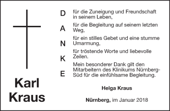 Traueranzeige von Karl Kraus von Gesamtausgabe Nürnberger Nachrichten/ Nürnberger Ztg.