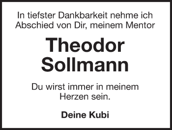Traueranzeige von Theodor Sollmann von Gesamtausgabe Nürnberger Nachrichten/ Nürnberger Ztg.
