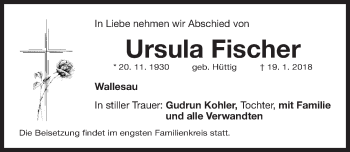 Traueranzeige von Ursula Fischer von Roth-Hilpoltsteiner Volkszeitung Lokal