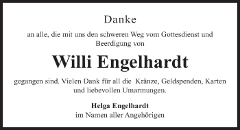 Traueranzeige von Willi Engelhardt von Gesamtausgabe Nürnberger Nachrichten/ Nürnberger Ztg.