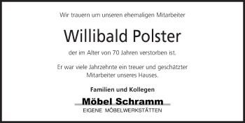Traueranzeige von Willibald Polster von Nordbayerische Nachrichten Forchheim Lokal