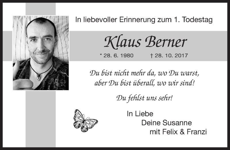  Traueranzeige für Klaus Berner vom 27.10.2018 aus Nordbayerische Nachrichten Herzogenaurach Lokal