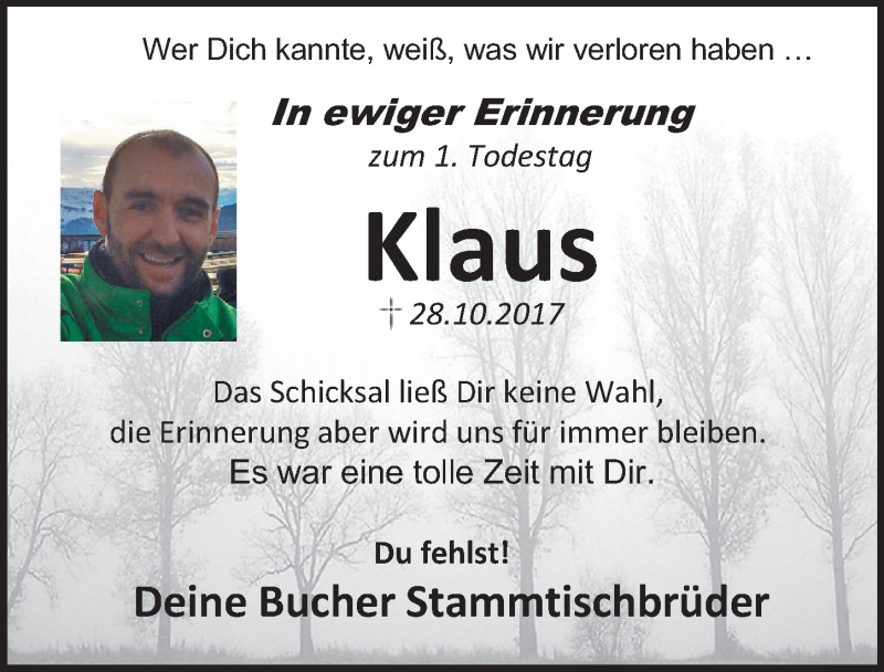  Traueranzeige für Klaus Berner vom 27.10.2018 aus Nordbayerische Nachrichten Herzogenaurach Lokal