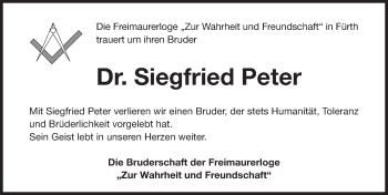 Traueranzeige von Siegfried Peter von Fürther Nachrichten Lokal