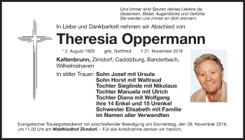 Traueranzeige von Theresia Oppermann von Fürther Nachrichten Lokal