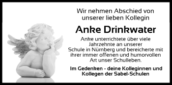 Traueranzeige von Anke Drinkwater von Gesamtausgabe Nürnberger Nachrichten/ Nürnberger Ztg.