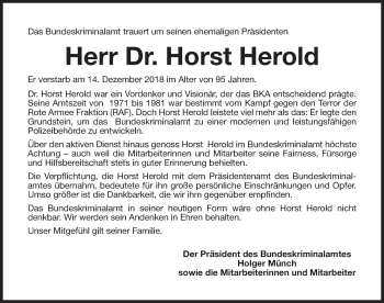 Traueranzeige von Horst Herold von Gesamtausgabe Nürnberger Nachrichten/ Nürnberger Ztg.