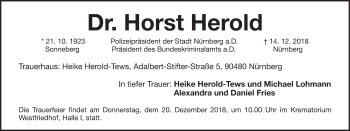 Traueranzeige von Horst Herold von Gesamtausgabe Nürnberger Nachrichten/ Nürnberger Ztg.