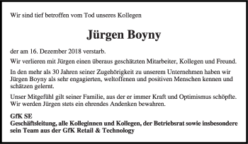 Traueranzeige von Jürgen Boyny von Gesamtausgabe Nürnberger Nachrichten/ Nürnberger Ztg.