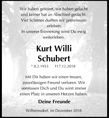 Traueranzeige von Kurt Willi Schubert von Fürther Nachrichten Lokal