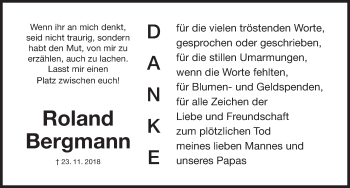 Traueranzeige von Roland Bergmann von Gesamtausgabe Nürnberger Nachrichten/ Nürnberger Ztg.