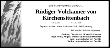 Traueranzeige von Rüdiger Volckamer von Kirchensittenbach von Gesamtausgabe Nürnberger Nachrichten/ Nürnberger Ztg.