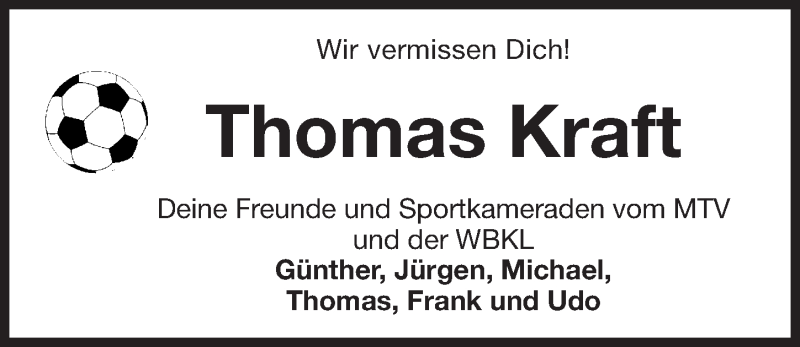  Traueranzeige für Thomas Kraft vom 20.12.2018 aus Fürther Nachrichten Lokal