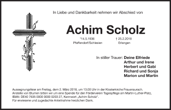 Traueranzeige von Achim Scholz von Erlanger Nachrichten Lokal