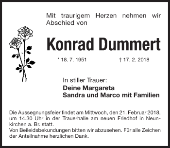 Traueranzeige von Konrad Dummert von Erlanger Nachrichten Lokal