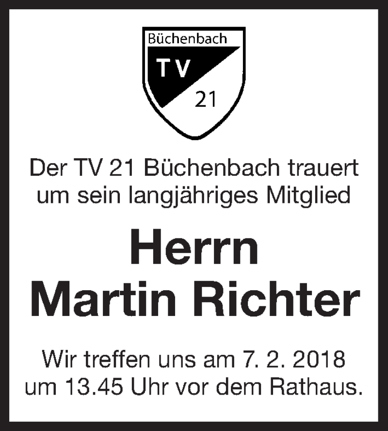  Traueranzeige für Martin Richter vom 06.02.2018 aus Roth-Hilpoltsteiner Volkszeitung Lokal